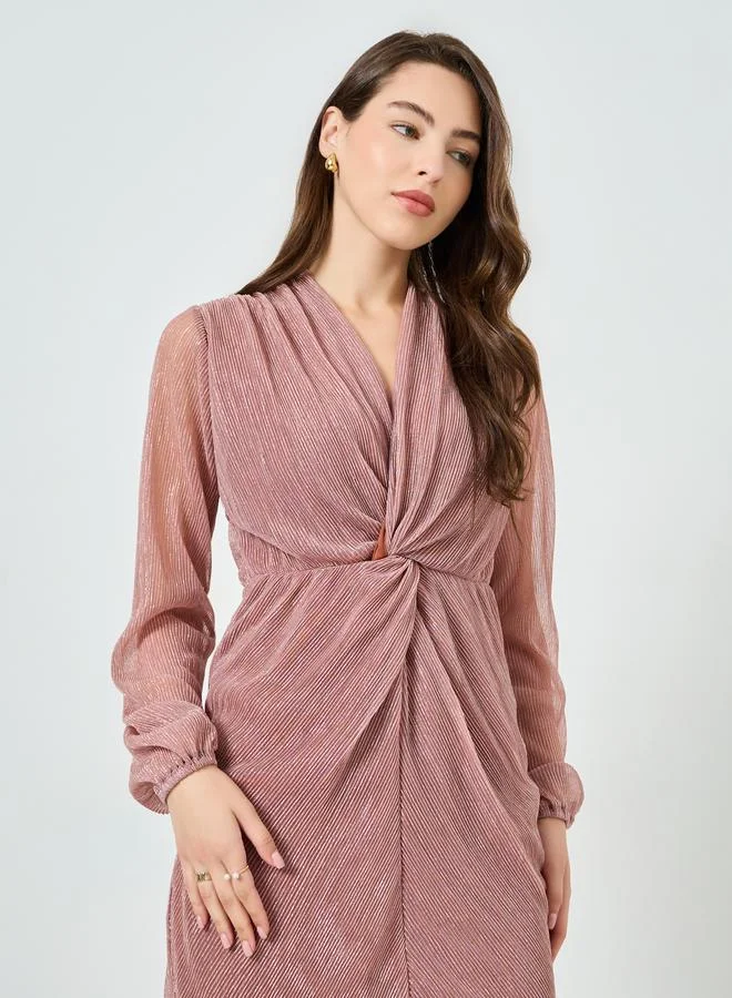 ستايلي فستان ميدي بليسيه بياقة سبعة